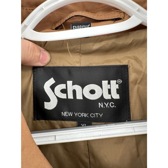 Schott NYC Chesterfield Raincoat Khaki Rain Jacket Size XL - Picture 3 of 8